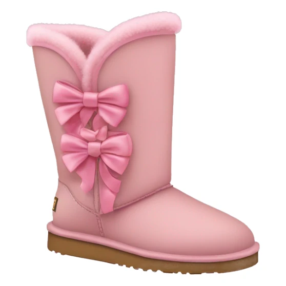 ugg boots with 3 bows top bow being pink middle bow being light pink and bottom bow being light light pink sticker