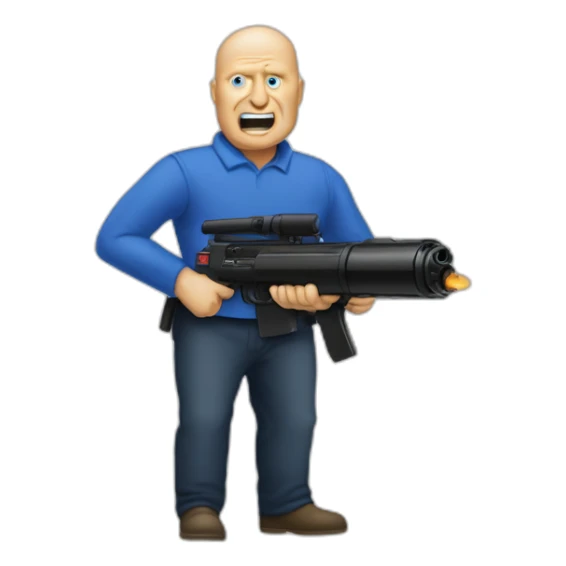 Steve Ballmer wielding a gatling gun sticker