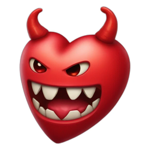 Red heart with scary monster mouth sticker