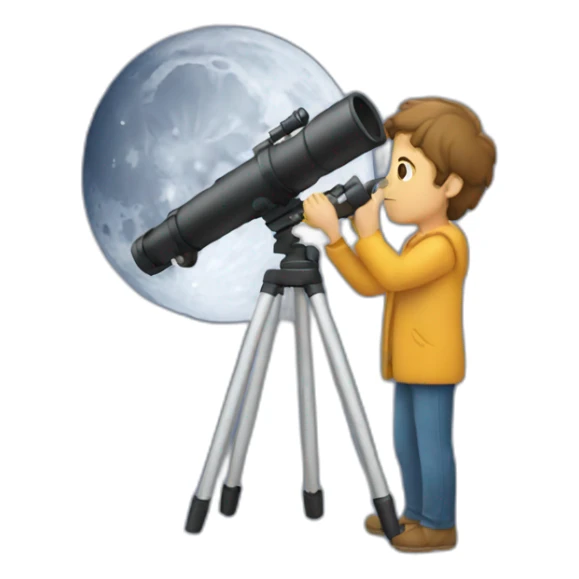 person using a telescope to look at the moon sticker