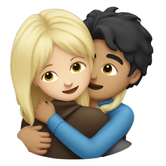 Dark hair boy hugging blonde girl sticker