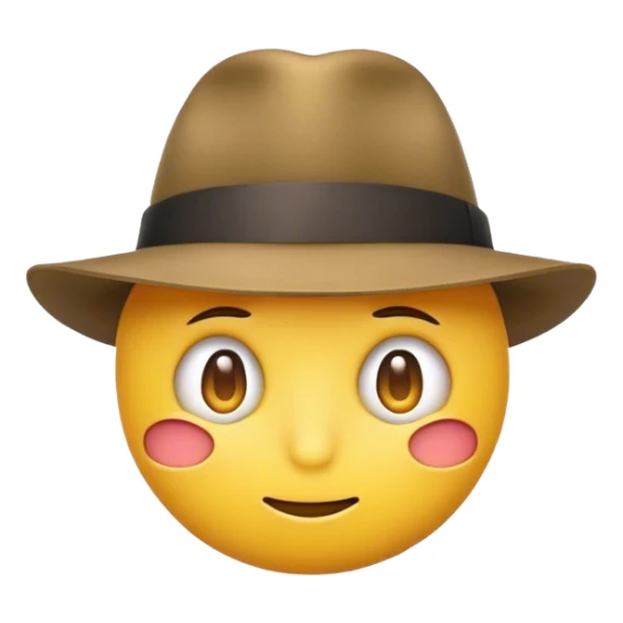 round emoji wearing fedora, looking left suspiciously sticker