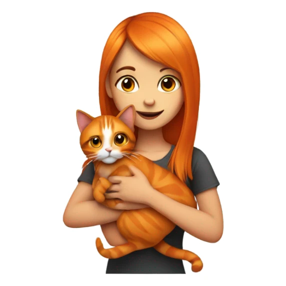 girl holding orang cat  sticker