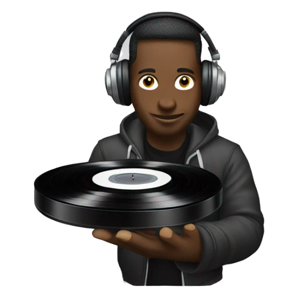 Dj with vinyl disr on right hand sticker
