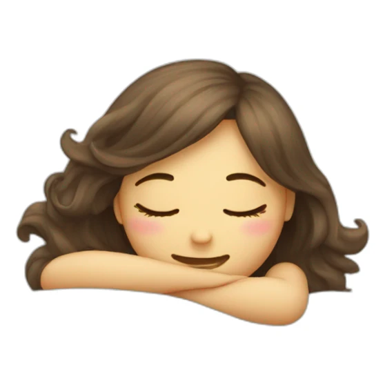 Girl  half sleeping but with happy face sticker