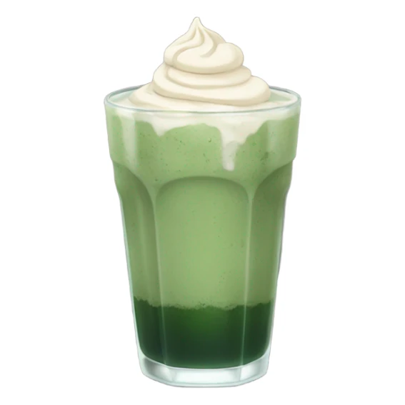 iced matcha latte in a glass and dark green traditional sticker