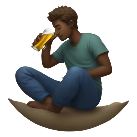Person sat on a nebula drinking beer surrounded by golden stars and planets sticker