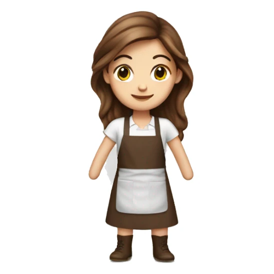 white girl with long brown hair in an apron sticker