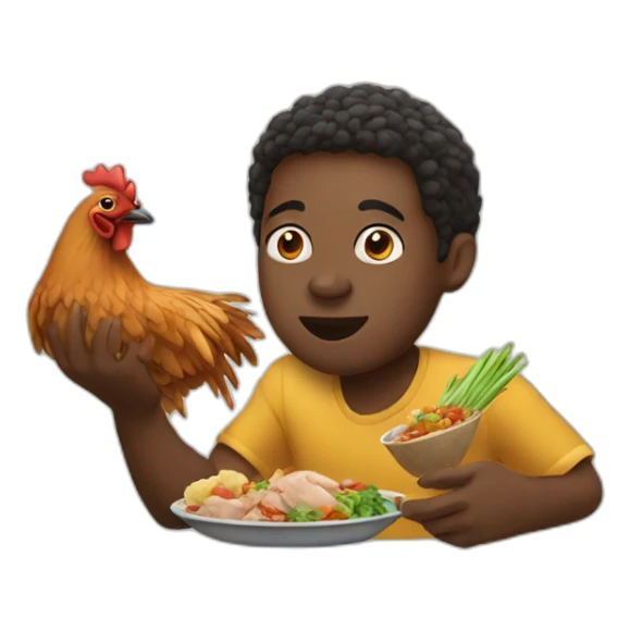 Africa people eating chicken sticker