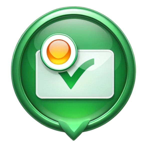 A green verified badge with a check sticker