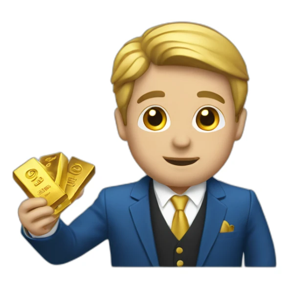 Posh-man-with-blue-suit-offering-goldbar sticker