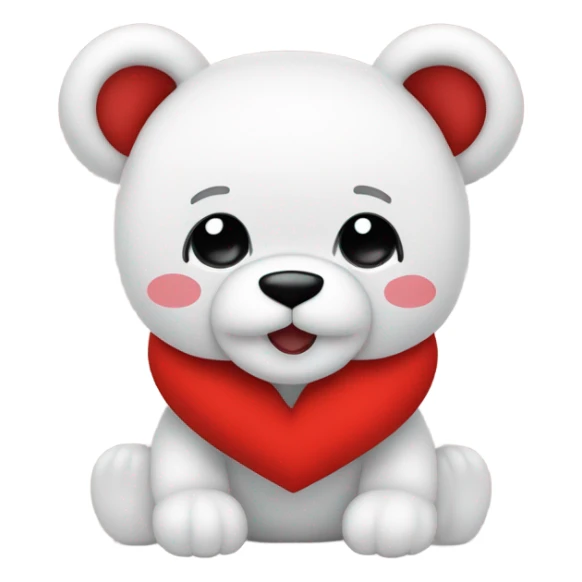 osito de peluche color blanco sosteniendo un corazon rojo sticker