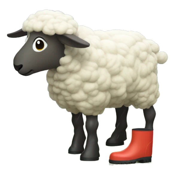 Profile Sheep with big rain boots and farmer boy behind it sticker