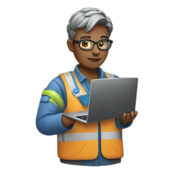 IT specialist with laptop in hands sticker