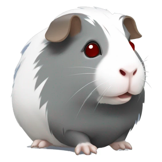 Fuzzy grey Guinea pig with white patches and with dark red eyes  sticker