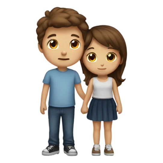 brown haired boy and brown haired girl kissing sticker