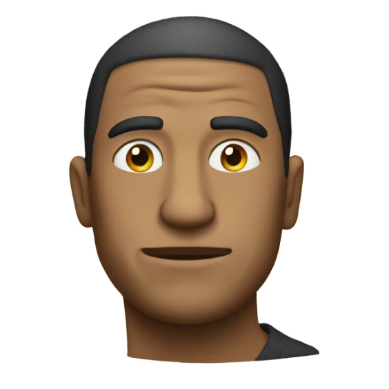 A man will stand and left side of his head the have a pepe coin on  sticker