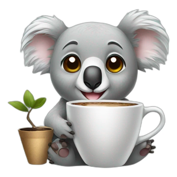 Koala with a cup of coffee sticker