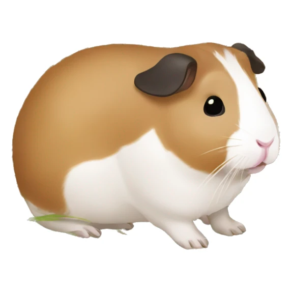 Guineapig eating  a strand of long grass hay  sticker