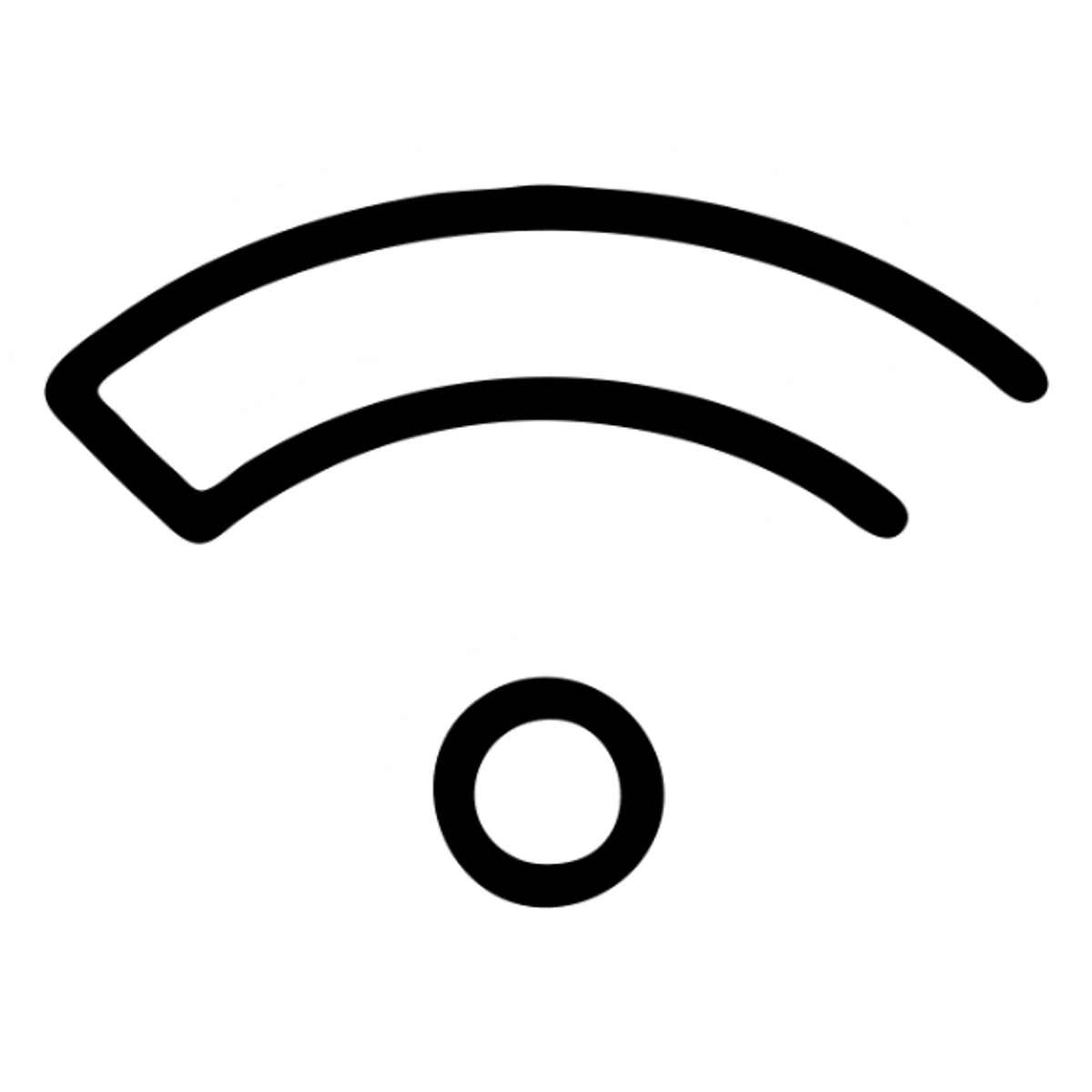 wifi icon with weak signal, only one dot, simple style, black outline sticker