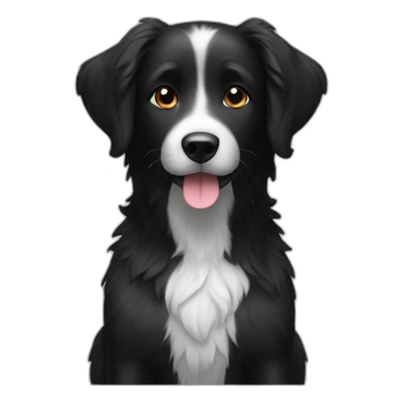 Hairy Black dog with white circle sticker