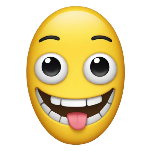 happy emoji with yellow bone sticking out its mouth  sticker