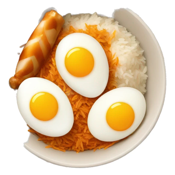 rice bowl with two eggs and two chicken drumstick sticker