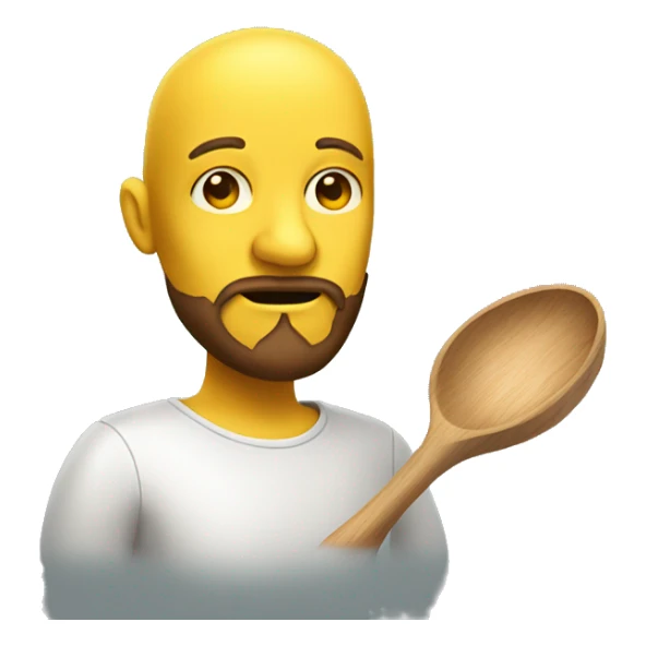 head, yellow skin, growing beard. with a wooden ladle in hand sticker