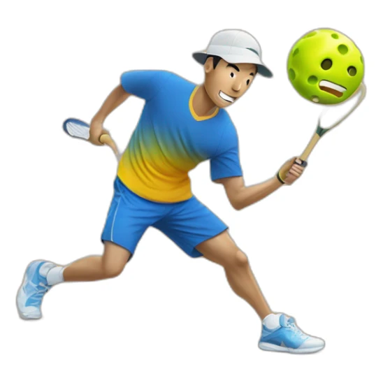 Chinese Male hitting a pickleball with rectangle Pickleball Paddle sticker