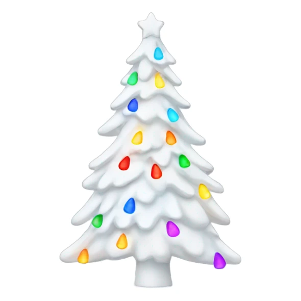 White Christmas tree with colorful lights  sticker