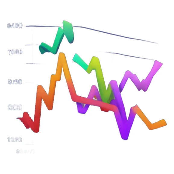 vaporware color themed line chart, stock price going up sticker