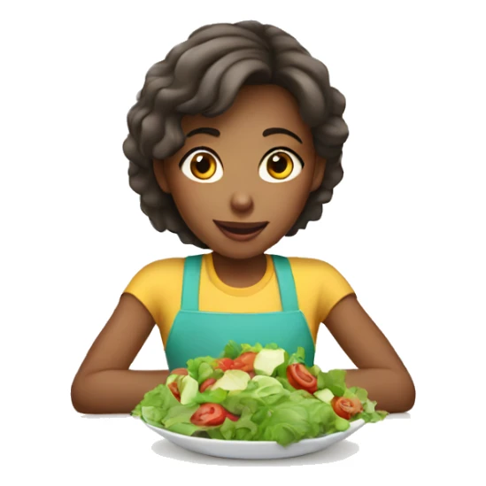 Girl eating salad on a table sticker