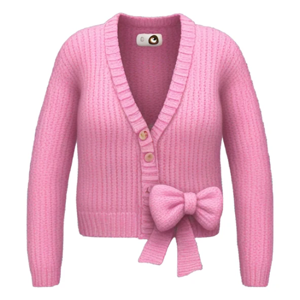 Pearl BOW-DETAIL RIB-KNIT pink CARDIGAN sticker