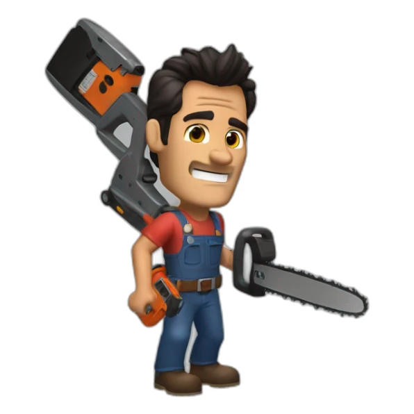 Ash Williams with a chainsaw hand sticker
