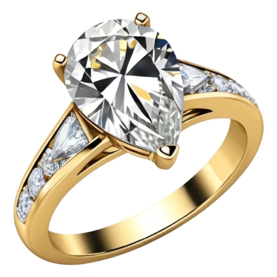 Pear cut engagement ring on a gold diamond band  sticker