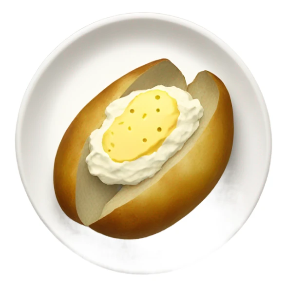 Plate of Baked potato with butter and salt sticker