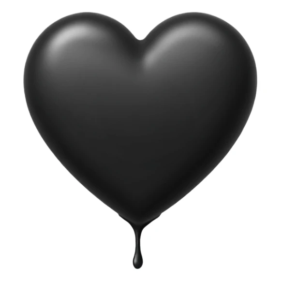 black ink heart emoji, blob, isolated on white background, grunge, like pen stroke, flat 2d sticker