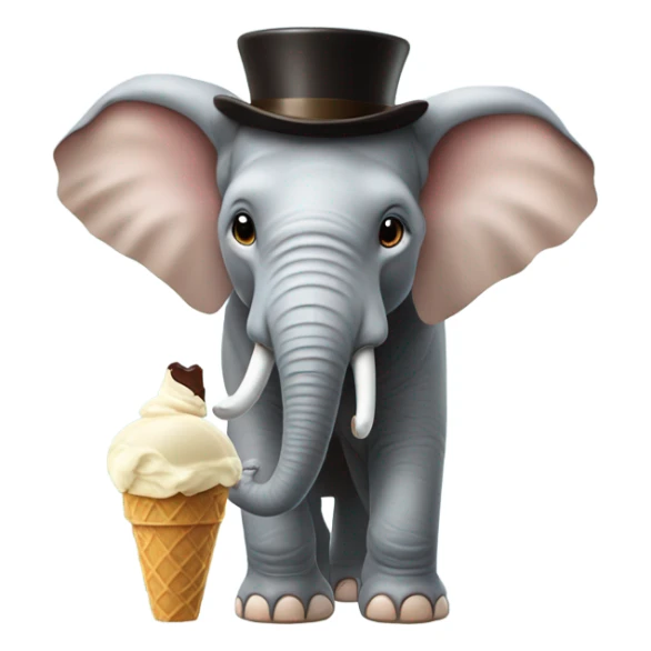 elephant with a monocle eating chocolate ice cream with a moustache  sticker