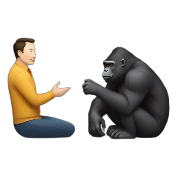 Gorilla and Elon musk meeting sticker