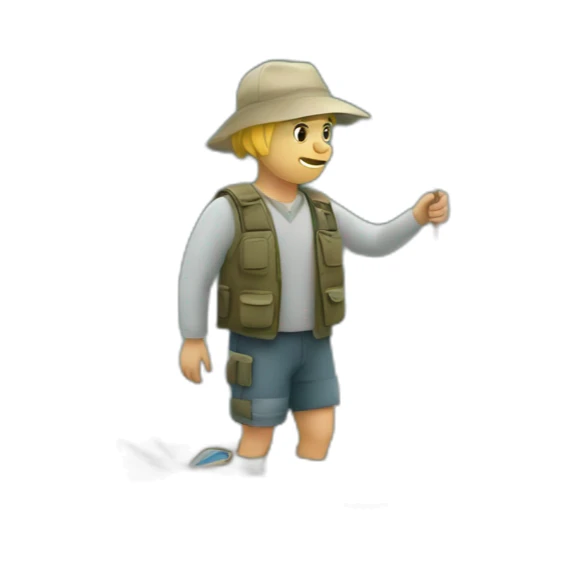 white fishing full body and lake must be shown sticker