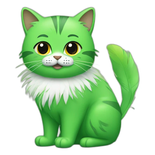 Green cat with feathers instead of hair sticker