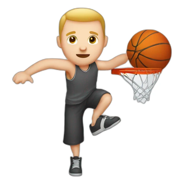white man stuck on a basketball hoop sticker