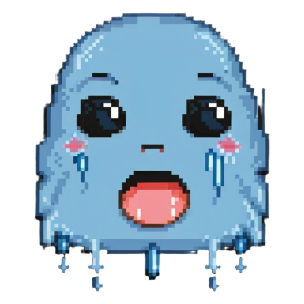 silly sad crying emoji with over-the-top tears sticker