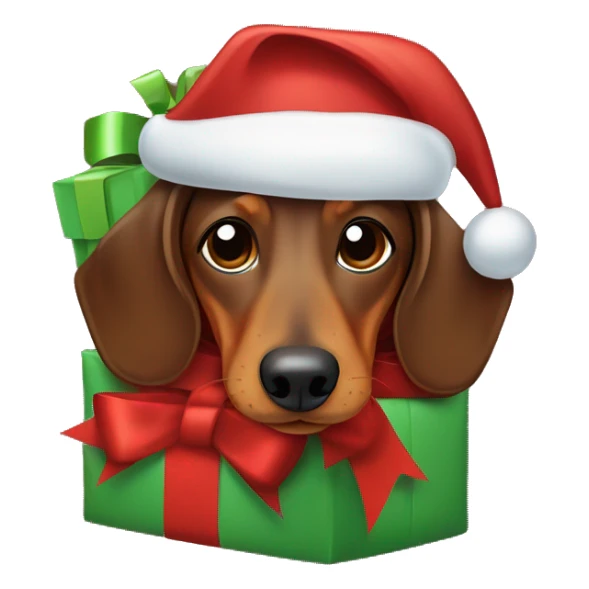 Brown Dachshund wrapped up like a Christmas present  sticker