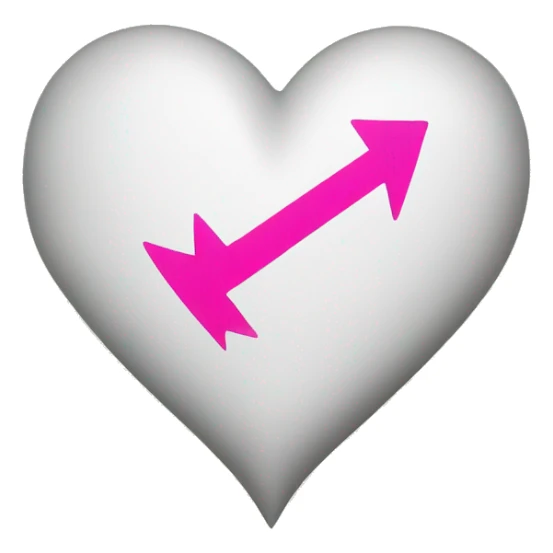 A white heart with a pink arrow trespassed to it sticker