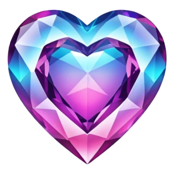 crystal heart emoji, sparkling, faceted, vibrant colors sticker