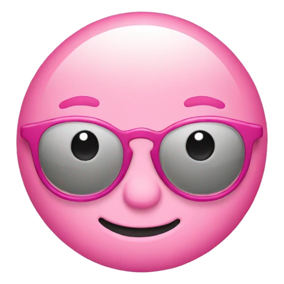 Pink round emoji smiley with glasses  sticker