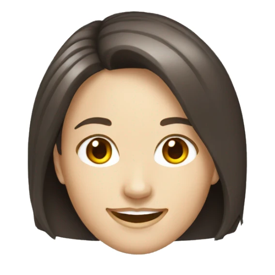 smiling white woman dark brown hair medium cut sticker