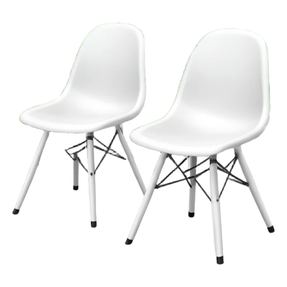 Cheap white plastic chairs amongst plants sticker