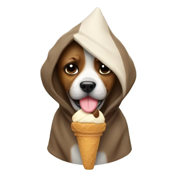 Dog with a ice cream cone and a hoodie sticker